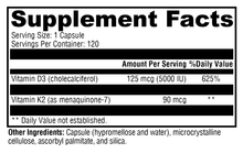 K2-D3 5000 120 Capsules Supplement Facts
