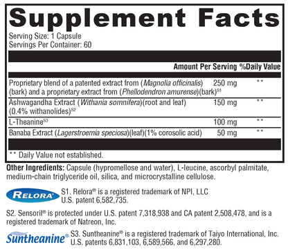 Cortisolv® 60 Capsules Supplement Facts